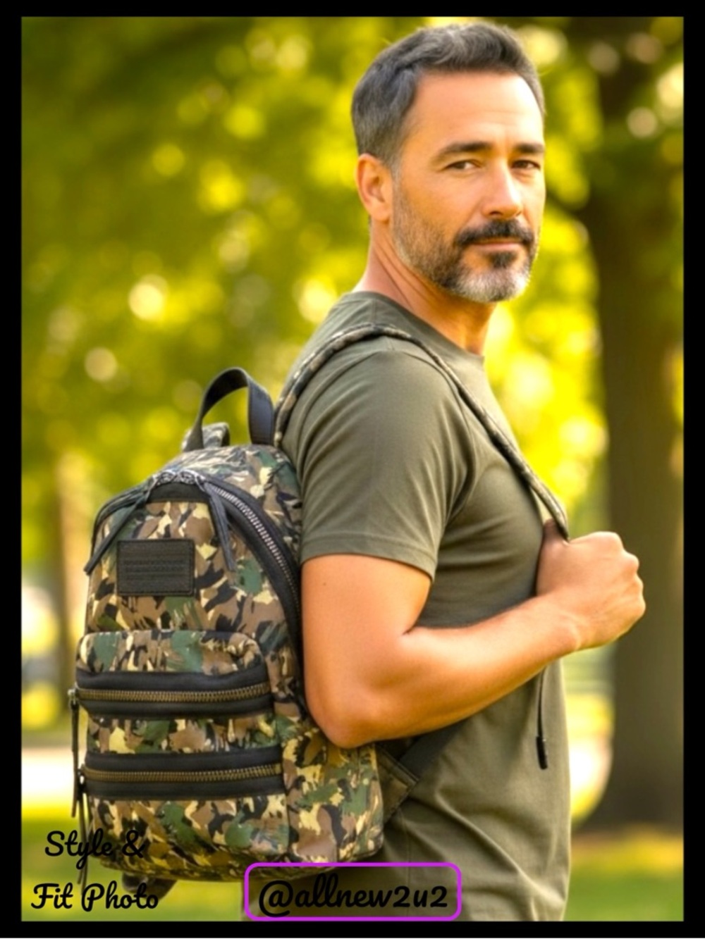 Marc Jacobs Green and Brown Camouflage Backpack